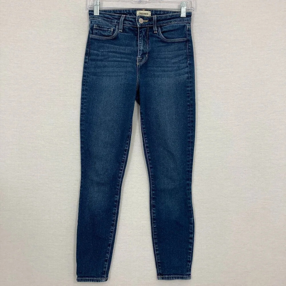 L'AGENCE Blue Medium Wash Margot High Rise Skinny Jeans size 25